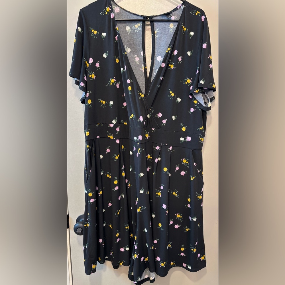 Floral Black Romper